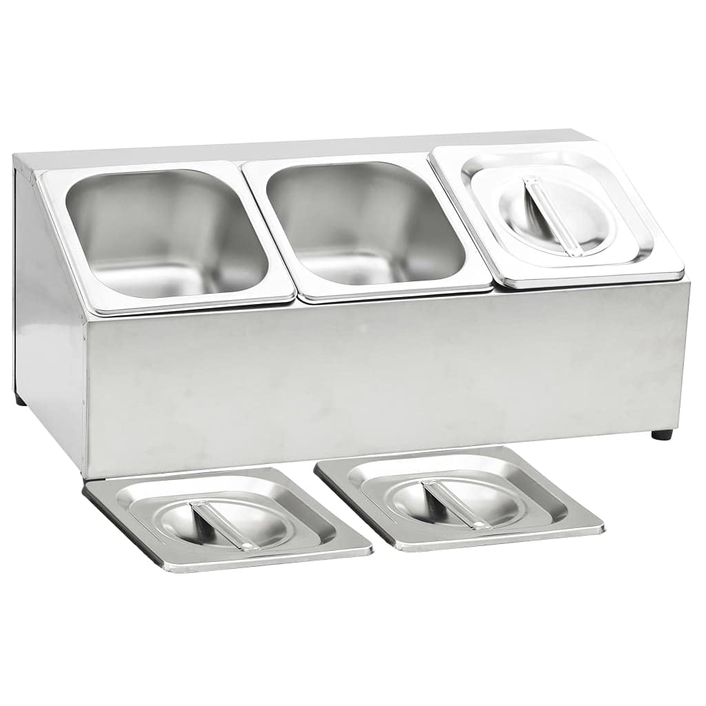 Furniture Item Home Gastronorm - Contenedor con 3 sartenes GN 1/6 de acero inoxidable para muebles