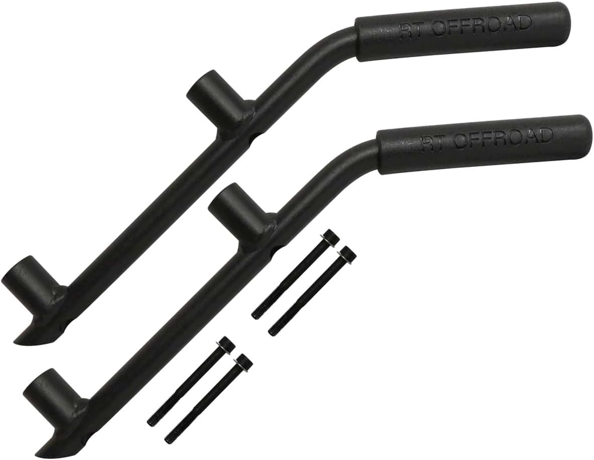 APDTY 171661 Grab Handle Kit; Set of 2; Solid Steel; Rubberized; Compatible with V6 Gas Jeep Models, 2007-2011 Wrangler, 2012-2018 Wrangler 3.6L DOHC, 2018 Wrangler JK; Replace RT27058