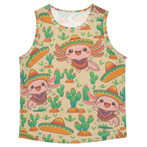 Boys' Tank Top Shirt Salamander Cactus Pattern Sleeveless T-Shirts