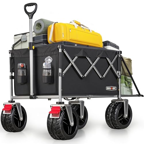 Overmont Klappbar Bollerwagen mit Faltbarer Heckklappe - Alle Gelände...