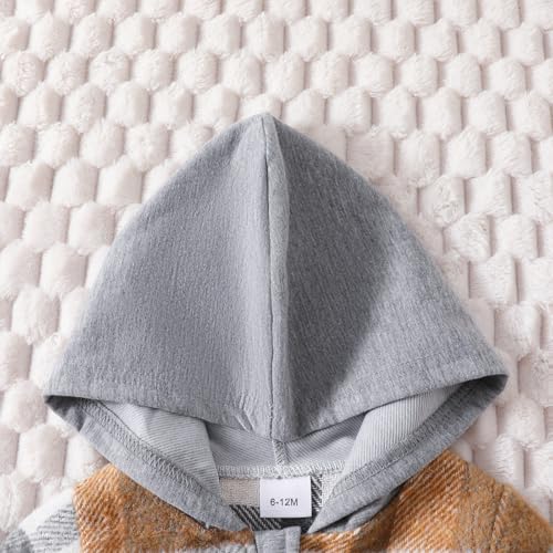 Fall Boys' Plaid Lapel Brushed Long Sleeve Top Jacket Girls Coats Size 12 Months3