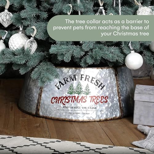 Hallops-Galvanized-Christmas-Tree-Collar-Large-to-Small-Christmas-Tree-Base-Cover-Adjustable-Metal-Skirt-for-Real-or-Artificial-Trees-Large-to-Small-Christmas-Base-Cover-Rustic-Farmhouse-Decor Hallops Galvanized Christmas Tree Collar Large to Small Christmas Tree Base Cover Adjustable Metal Skirt for Real or Artificial Trees Large to Small Christmas Base Cover Rustic Farmhouse Decor