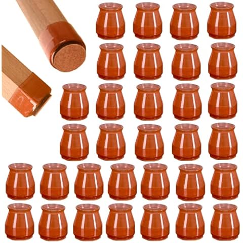 Floor Protectors for Chairs, 32 Pieces Brown Chair Leg Floor Protectors, Silicone Chair Leg Caps Furniture Pads Floor Protectors Cover