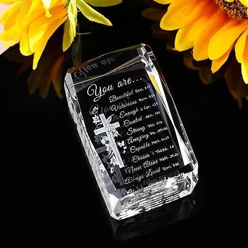 Image of Qianwei Christian Gifts for Women - 3D Crystal Cross Bible Verse Encouragement Motivational Gifts Prayers Religious Faith Gifts Sister Women Men Friends Mom