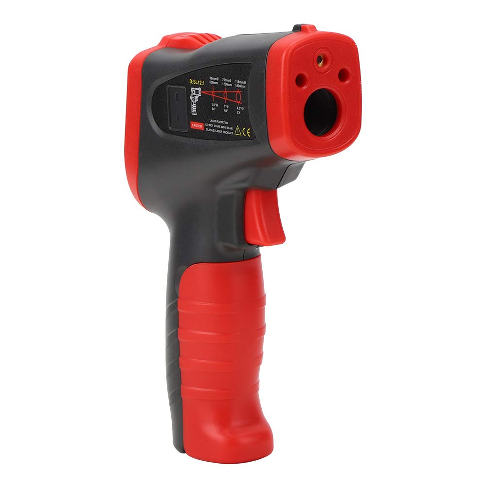 ViaGasaFamido Termómetro Infrarrojo ABS Probador de Temperatura Portátil 58F a 1562F LCD en Color Respuesta de 0,5 S Emisividad Ajustable para HVAC Auto Cocina Uso Industrial