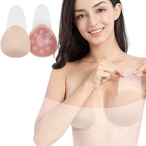 Amazon アップグレード用粘着ブラ 見えない胸を持ち上げるブラ ストラップレス ニップルカバー 背中が大きく開いた粘着ブラ Us サイズ Large カラー ベージュ ブラジャー 通販