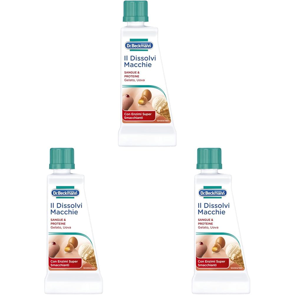 Dr. Beckmann Il Dissolvi Macchie Sangue & Proteine | Lo smacchiatore specifico per eliminare macchie difficili come sangue, gelato e sperma | 50 ml (Confezione da 3)