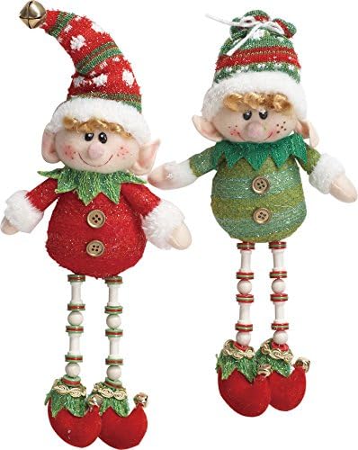 Santas Elves Set of Two 12-inch Plush Hanging Christmas Ornament