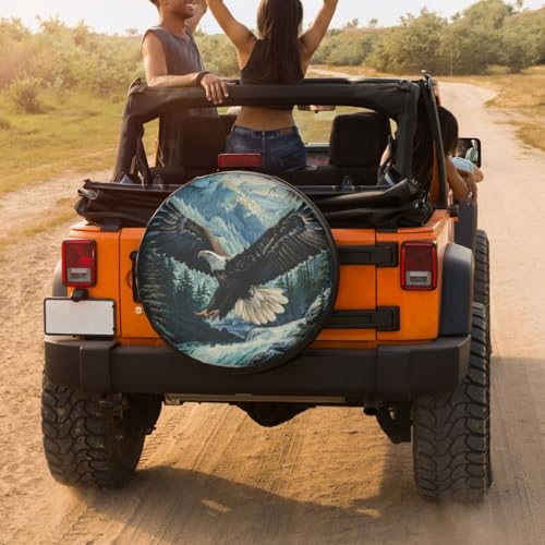 Image of Delerain Flying Bald Eagle Spare Tire Cover Wheel Protectors Sun Protector Waterproof for Trailer RV SUV Truck and Many Vehicle(16 Inch for Diameter 29 inch-31 inch)