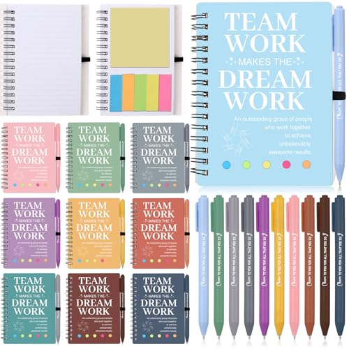 10 Sets Employee Appreciation Gifts Bulk Inspirational Spiral Notebooks with Sticky Notes Motivational Pens Thank You Gifts for Colleagues Mini Notepads Ballpoint Pen Gift Set for Team Coworker Staff
