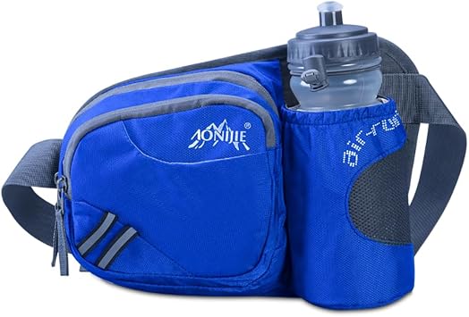 AONIJIE Waterproof Running Hydration Belt with 600ml Water Bottle for Running Men Women Adjustable Hiking Waist Bag Fanny Pack for Outdoors Workout Walking Hiking Blue-with-Bottle