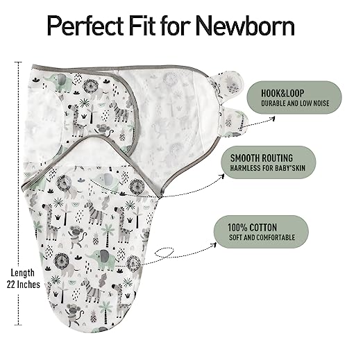 Image of GLLQUEN BABY Swaddles for Newborns 0-3 Months, Adjustable & Easy Fastener | 3-Pack, Organic Cotton Swaddle, Womb-Like Nursery Swaddling Blanket reduces startle reflex, soft and skin-friendly fabric