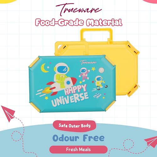 Image of Trueware Blossom 2 304 Stainless Steel PU Insulated Lunch Box with Two Compartment BPA Free, Food Grade Ideal for School, Picnic, Office & Outdoor - 580ml