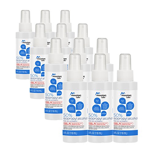 Mountain Falls 50% Isopropyl Alcohol First Aid Antiseptic for Treatment of Minor Cuts and Scrapes, Spray Bottle, 4 Fluid Ounce (Pack of 12)