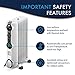 DeLonghi Oil filled Radiator Heater, 1500W Electric Space Heater for indoor use, quiet portable room heater, 1500W, Energy Saving, full room, office and bedroom with safety features KH39071CB white