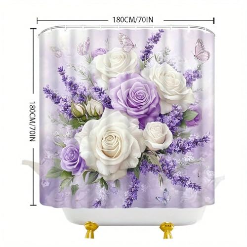 Rideau de douche papillons violets de qualité supérieure 183cm - 6