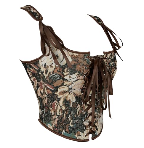 Corset Tops for Women Vintage-Floral Bustier,Renaissance Camisole Flower Gothic-Bustier Shapewear Overbust3
