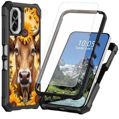 DIGTIALL for TCL K70 5G Phone Case,Sunflower Cow Head