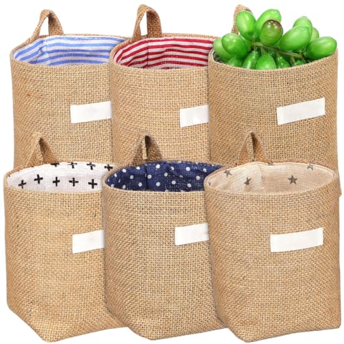 Cabilock 6pcs Storage Bag Multifunctional Woven Storage Basket Organization Over The Door Storage Organizer Storage Baskets Organizing Cotton Basket Storage Fabric Burlap Large Cotton Linen