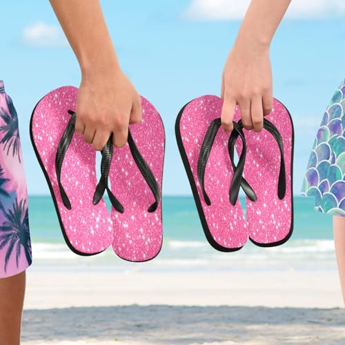 STAYTOP Pink Sparkling Glitter Printing Flip Flops Sandals of Men's & Women's,Sandals Beach Slippers Shower Slides4