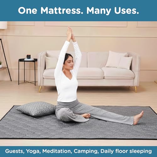 Image of ComfyHug Premium Foldable Mat for Floor - Lightweight Cotton Foam Mattress for Home, Guests & Camping | Portable, Slim & Easy to Store Travel Bedding (78 x 36 x 1 Inch, Grey)