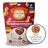 Awesome Pawsome Peanut Butter & Cranberry, All Natural Dog Treat, Grain Free Snacks for Dogs of All Ages, Fun Bite-Sized Shapes Dog Treats, Crafted in New Zealand, 3oz