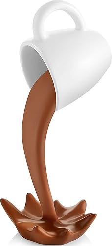 Jetec Taza de café flotante, decoración de escultura, mini vertido de plástico, tazas de café, regalos para familiares y amigos (marrón)