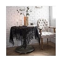 Grab Rails for Bathroom, Vintage Rectangular Table Cloth,Handmade Hook Tablecloth,Shabby Chic Table Cover for Table Decor Party Hotel-Black 140x140cm(55x55inch) (Color: Black, Size: 100x140cm(39x5