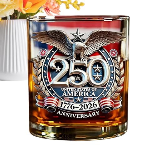 Bourbon-Glas, 300 ml, patriotische Tischdekoration, Whiskybecher, Weingläser für Herren, für Bourbon-Cocktails, Likör, Alkohol, Getränke, Zuhause, Büro, Bar, Restaurant