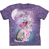 The Mountain Adult 100% Cotton Witchy Cat Realistic T-Shirt (Purple, Small)