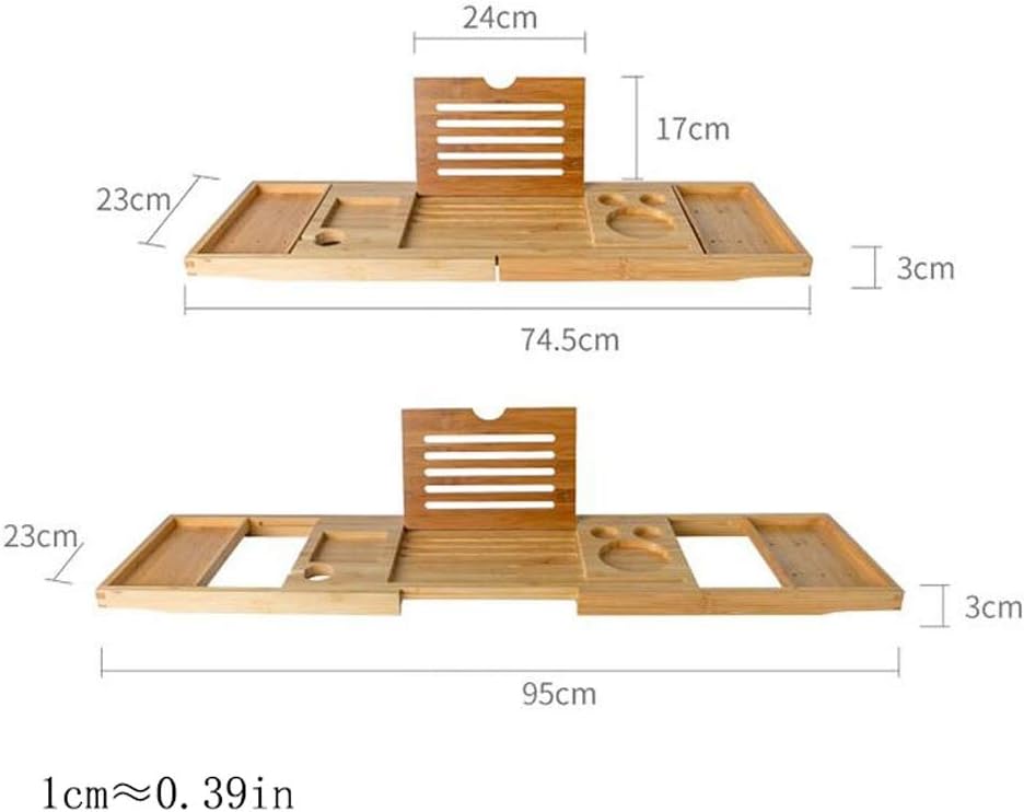 Tray Wood Bathtub Caddy Tray Foldable Bathtub Tray Rack with Tablet Holder Extending Sides Wine Glass Holder Rack Non-Slip Bathroom Rack Organizer (Color : A)