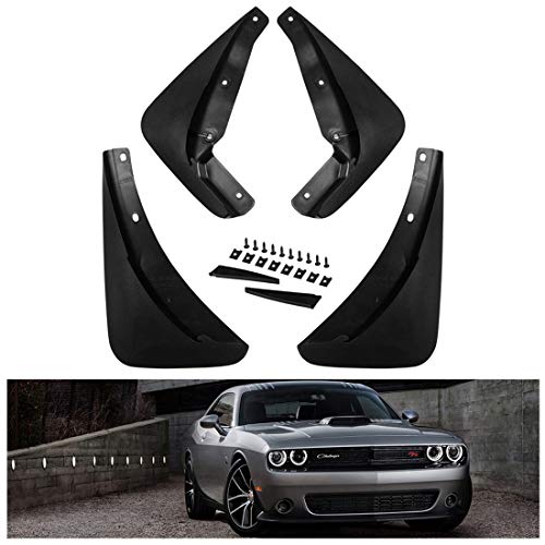Kiwi Master Mud Guards Splash Flaps Compatible for 2015-2021 Dodge Challenger Front & Rear Mud Flaps Fender Flaps Heavy Duty Molded 82214141 82214142