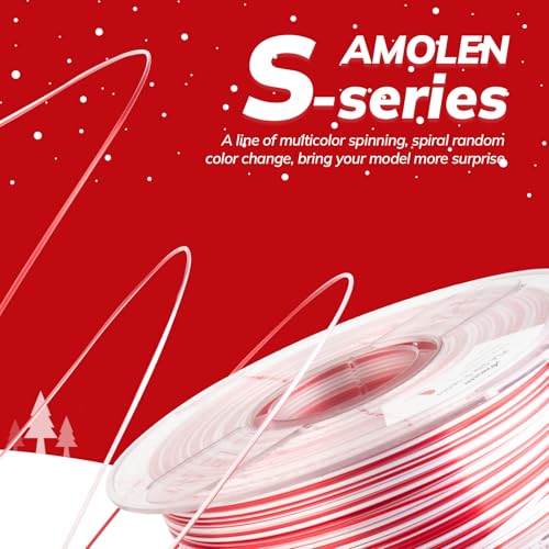 Image of AMOLEN Silk PLA 3D Printer Filament, Shiny Multicolor Christmas Rainbow PLA Filament 1.75mm, Fast Color Change PLA 3D Printing Filament for Most FDM 3D Printer, Red White, 1kg (2.2lbs)