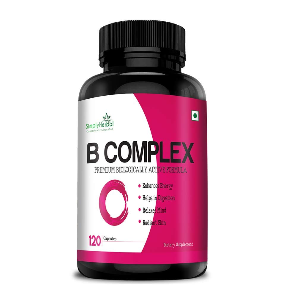 SB Group Simply Herbal Vitamin B Complex Vitamins B12, B1, B2, B3, B5, B6, B7, B9, Methylcobalamin,