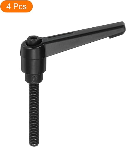 Miniatura 39 de uxcell 4 perillas ajustables M8 x 0.630 in, rosca macho, botón de trinquete de liberación rápida, perno giratorio para maquinaria de torno
