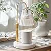 Flameless Candle Warmer Lamp for Jar Candles Large & Small – Dimmable Lamp Candle Warmer Electric with Large Marble Base & Adjustable Height – Candle Melter with Timer and 4 Halogen Light Bulbs