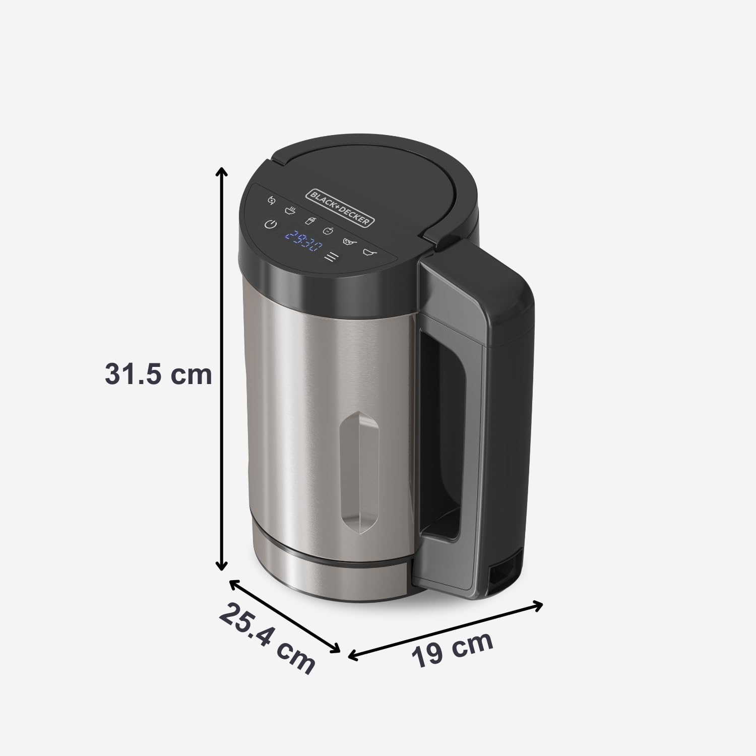 BLACK+DECKER BXSM1000E - Soup Maker 1040W | Carafe Inox 1,6L | 7 Programmes Automatiques | Smoothies, Compotes & Soupes | Fonction Maintien au Chaud | Écran Digital | Matériaux Sans BPA