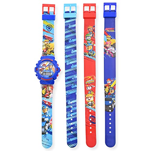 Image of Accutime Paw Patrol Kids Digital Watch - LED Flashing Light, LCD Watch Display, 4 in 1 Interchangeable Plastic Straps, Kids, Girls and Boys Watch, in Multi Color Bands (Model: PAW40084AZ)
