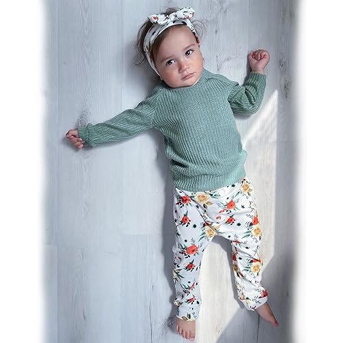 HINTINA Infant Baby Girl Knit Pullover Long Sleeve Sweater Outfits Fall Winter Clothes Clothing Set3
