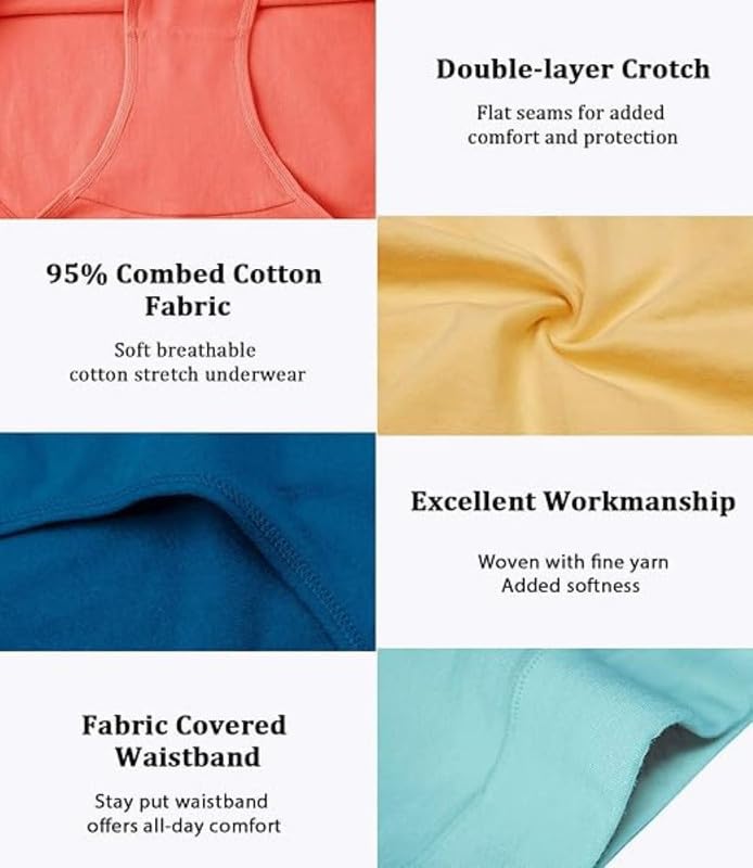 Image of DIVING DEEP Women's Cotton Underwear, Mid Waist Full Coverage Underpants, Post Partum Briefs Panties for Women Multipack-4