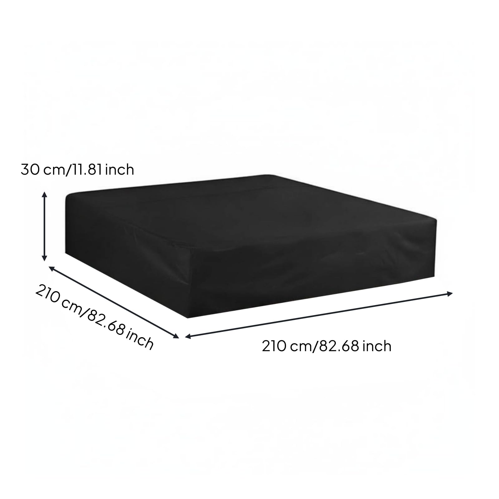 Cubierta Bañera Resistente Frente a los Rayos Solares Cubierta Piscina Cordón Ajustable Protección Exterior, Negro, 210x210x30cm