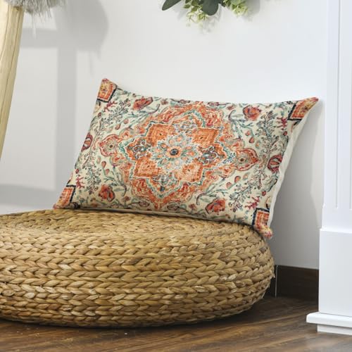 Avoin Colorlife PILLOWCOVER-REGULAR-3050-025B Boho Orange Throw Pillow Cover, 12 X 20 Inch Bohemia Ethnic Style Carpet Pattern Cushion Case thumb #4