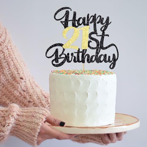 Image of 21st Happy birthday cake topper party decoration gift plugin | Cheers to 21 Years,21 & Fabulous /Hello 21st Legend since Awesome since2005 Straight Outta Party Decoration Gift Plugin