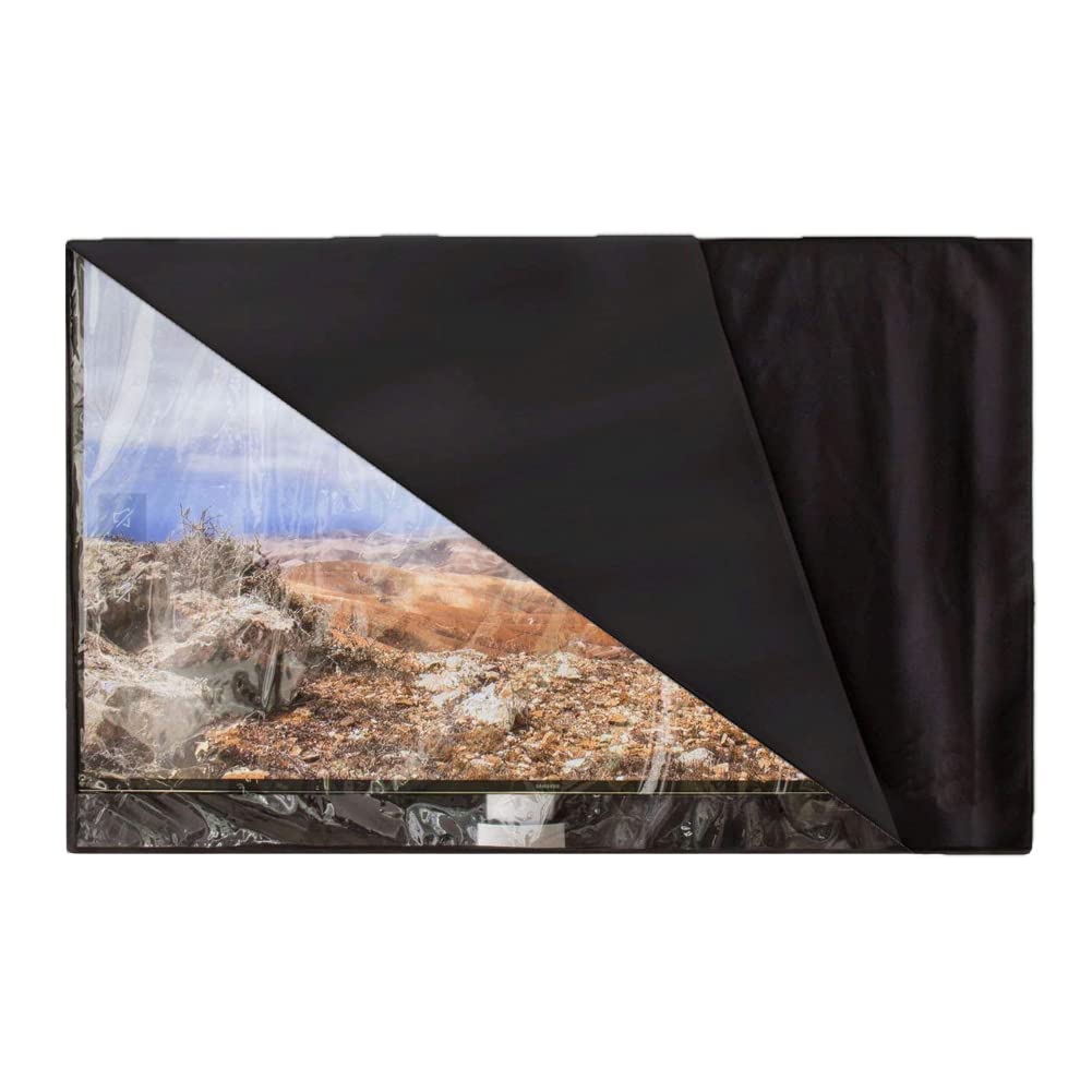 Copertura per TV da esterno impermeabile con patta frontale pellicola trasparente visibile per patio, TV a LED, protezione schermo LCD con telecomando (76-81,3 cm)
