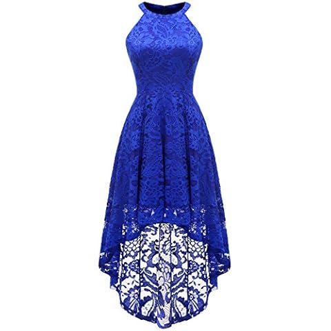Dressystar Vokuhila Vestido de cóctel de encaje con tirantes sexy y hombros descubiertos, azul real Cover