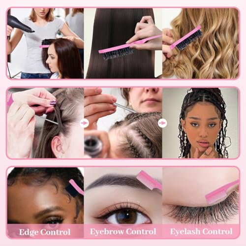 image for SPRINGSUGAR 4 Packs Set Hair Wax Stick Slick Back Hair Edge Brush Pink