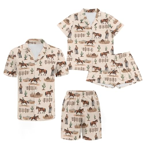 Couple Pajamas Matching Sets Women & Men Short Sleeve Button Down Soft Lounge Sets 2 Piece4