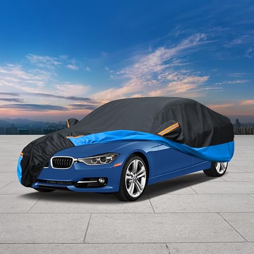 Image of Car Cover Waterproof All Weather Outdoor Windproof Dustproof UV Protection Fit Sedan Honda Civic,Audi A6,BMW 5 Series,Ford Focus,Nissan Leaf