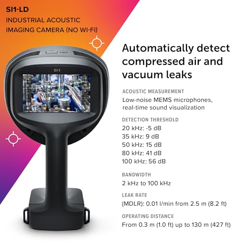 Image of FLIR Si1-LD No Wi-Fi, Industrial Acoustic Imaging Camera for Detecting Compressed Air Leaks | Industrial, detect /locate /quantify leaks, on-camera cost analysis, MDLR 0.01 l /min at 2.5m, one-handed