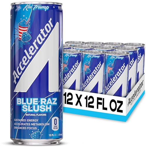 Accelerator Active Energy Drink, Blue Raz Slush 12oz can (12 pack)